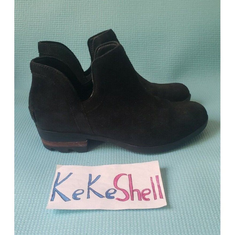 Sorel Lolla Cut Out Bootie Women's Size 7 Black Suede Shoes